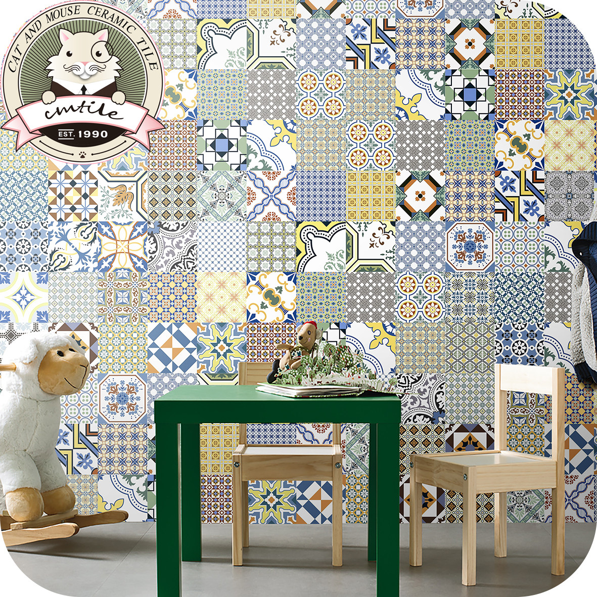 Eurostyle retro geometric four lattice flower brick imitation ancient brick flower sheet store restaurant toilet balcony small flower brick 300-Taobao