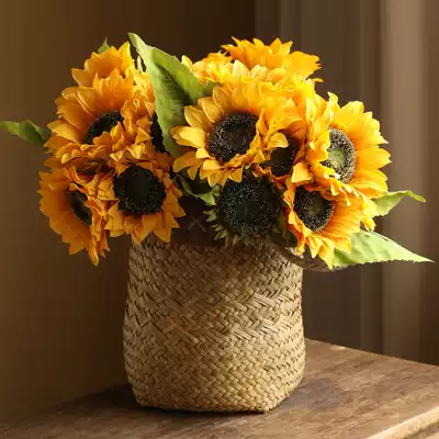 9 sunflowers simulation bouquet fake flower hand bouquet dance props high-end living room dining table floral decoration decoration