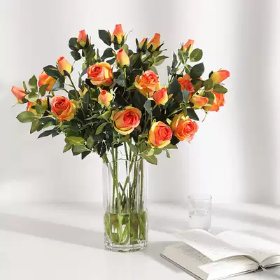 Bulgarian rose simulation flower fake flower high-end plastic flower silk flower hand bouquet dining table dried flower bouquet decoration