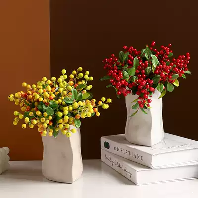 Simulation flower small wild fruit red berry acacia bean blueberry wig fortune fruit home decoration living room dining table floral decoration