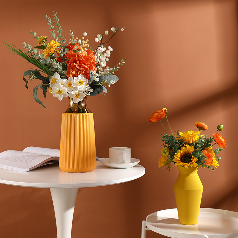 Sunflower Simulation Bouquet Silk Bouquet Plastic Flower Ugali Leaf Pendulum Flower Arrangement Fake Flower Living-room Table Decoration Furnishing