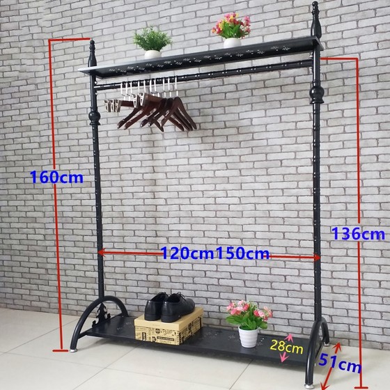 남성 및 여성 의류 선반, 아일랜드 옷걸이, 단일 및 평행 바 코트 랙을 위한 복고풍 철제 의류 매장 플로어 스탠딩 디스플레이 랙