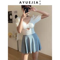 Swimsuit Lady 2021 New Exploits Net Red Korea Ins conservative Belly Button Slim Conjoined Bubble Spa Swimsuit