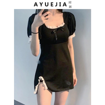 2021 new one-piece swimsuit womens fairy Fan Korea Ins Bubbles Spa Conservasexual Sensation Slim Veil Swimming Dress