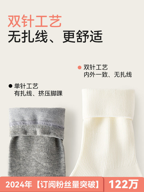 White Socks for Women, Pure Cotton Mid-Calf Socks, Suitable for Birkenstock Shoes, Autumn and Winter Long Socks, 2024 New Popular Style, Spring and Autumn Slouch Socks