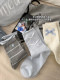 White bow socks for women, pure cotton mid-calf socks, autumn and winter cute lace stockings, spring and autumn ballet style cotton socks
