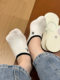 Shallow mouth boat socks for women in summer, thin, anti-skid, non-falling, low-cut, Korean version, contrasting color, ribbed embroidered invisible socks, solid color
