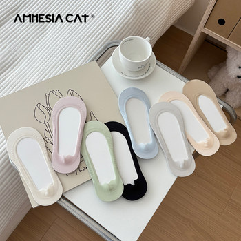 Ice Silk Boat Socks for Women, Summer Thin Style, Trendy Silicone Non-Slip, No-Show, Low-Cut Invisible High Heel Short Socks for Women