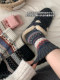 Ethnic Style Retro Wool Socks for Women, Winter Pure Cotton Mid-Calf Socks, Warm Cotton Socks, Thickened Fair Isle Long Socks for Winter