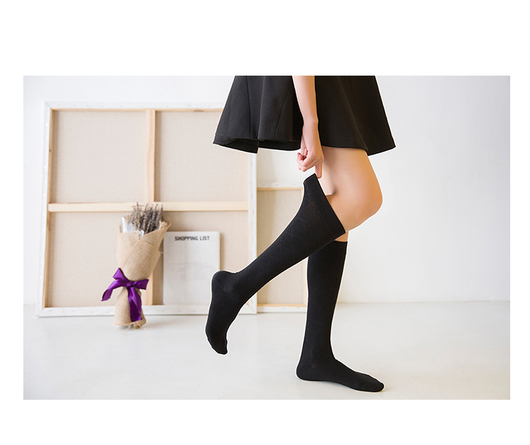 Vớ nữ cao tất mùa xuân và mùa hè Tất dài Nhật Bản vớ Hàn Quốc vớ cotton nguyên chất hình thoi mỏng vớ bê - Bít tất nữ vớ cao cổ