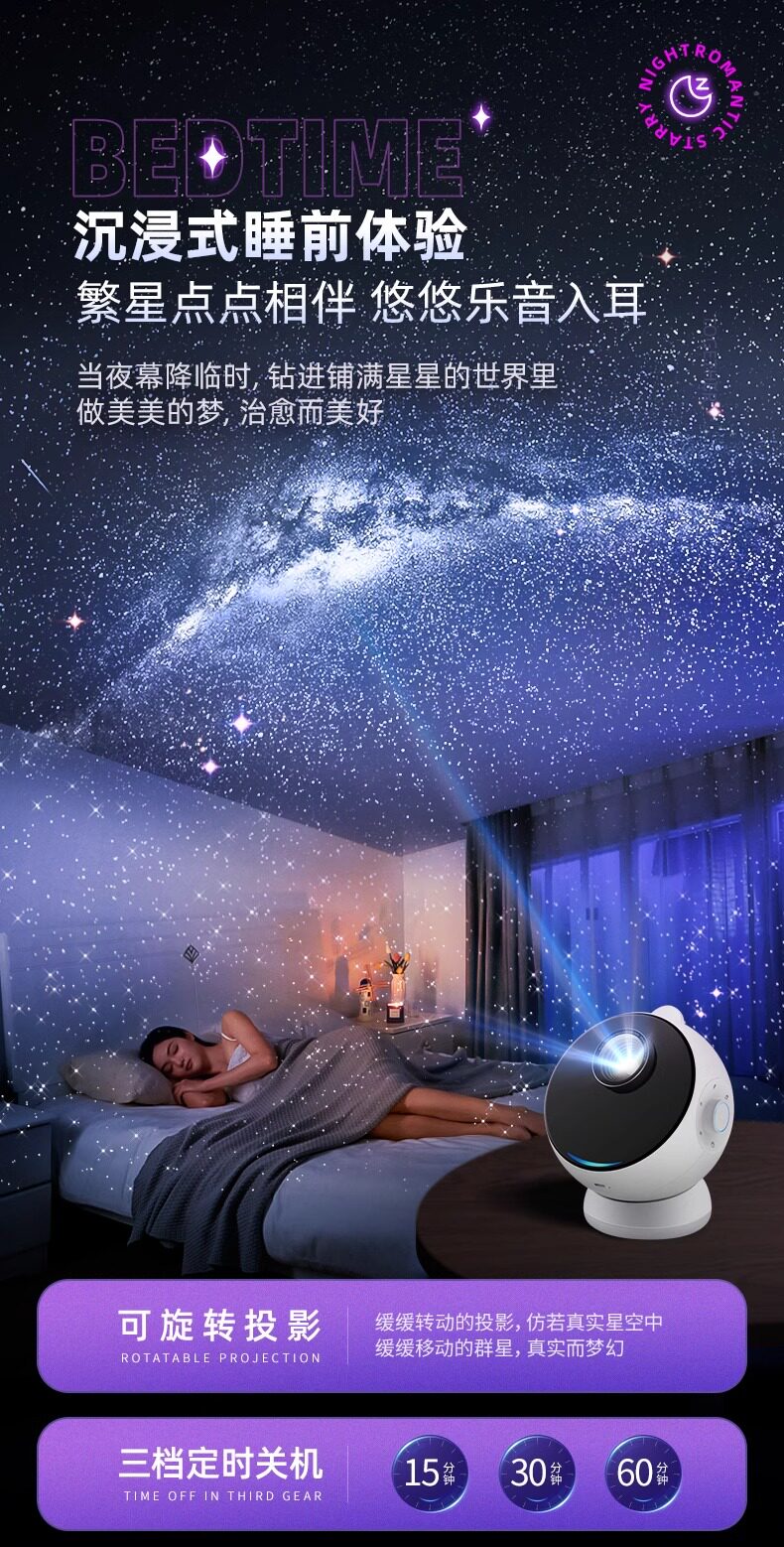 Атмосферы света 万火星空投影仪氛围灯天猫精灵小夜灯满天星卧室高级生日礼物男生 Onefire