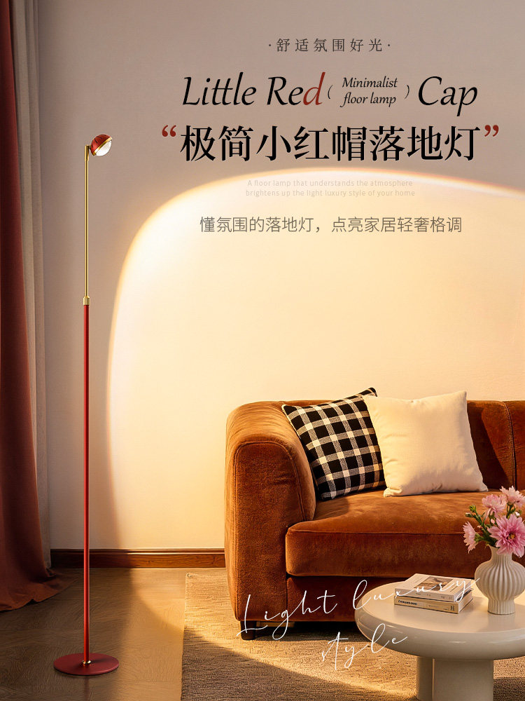 Led Little Red Riding Hood Floor Lamp Next to the Sofa in the Living Room, High-End Light Luxury Atmosphere Floor Lamp, Bedroom Decorative Table Lamp