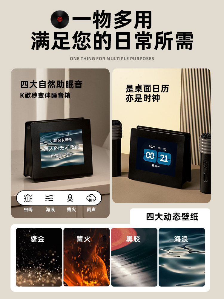 Microphone and Speaker All-In-One with Lyrics, Home Karaoke, Family Ktv Gift, Wireless Bluetooth Singing Speaker