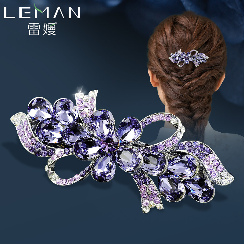 Bow hairpin hairpin temperament headwear Korean hair accessories rhinestone medium hairpin head flower clip clip