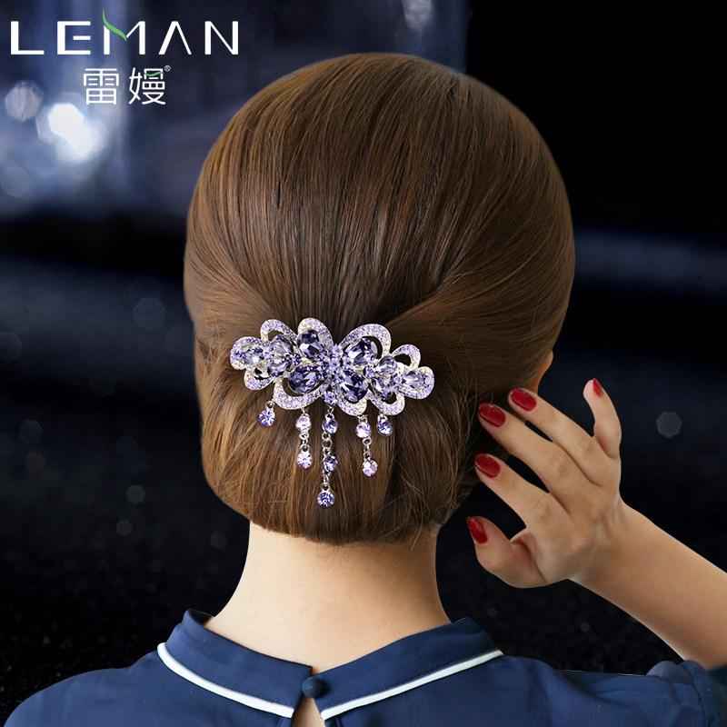 Water Drill Hairpin Clip Rear Brain Spoon South Korea Clip Head Decorated With Water Drill Mother Elegant Disc Hair Haircut Butterfly Knot Hair Clip Clip