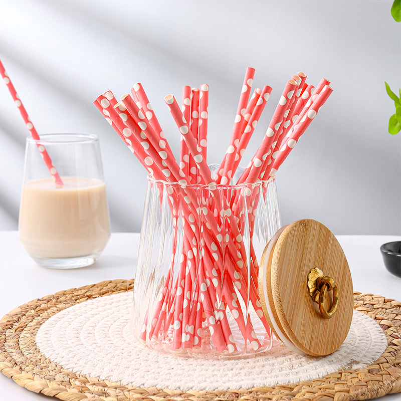 Environmentally friendly disposable colour paper fine straw juice cola beverage cocktail Domestic flat mouth degradable drinking tube