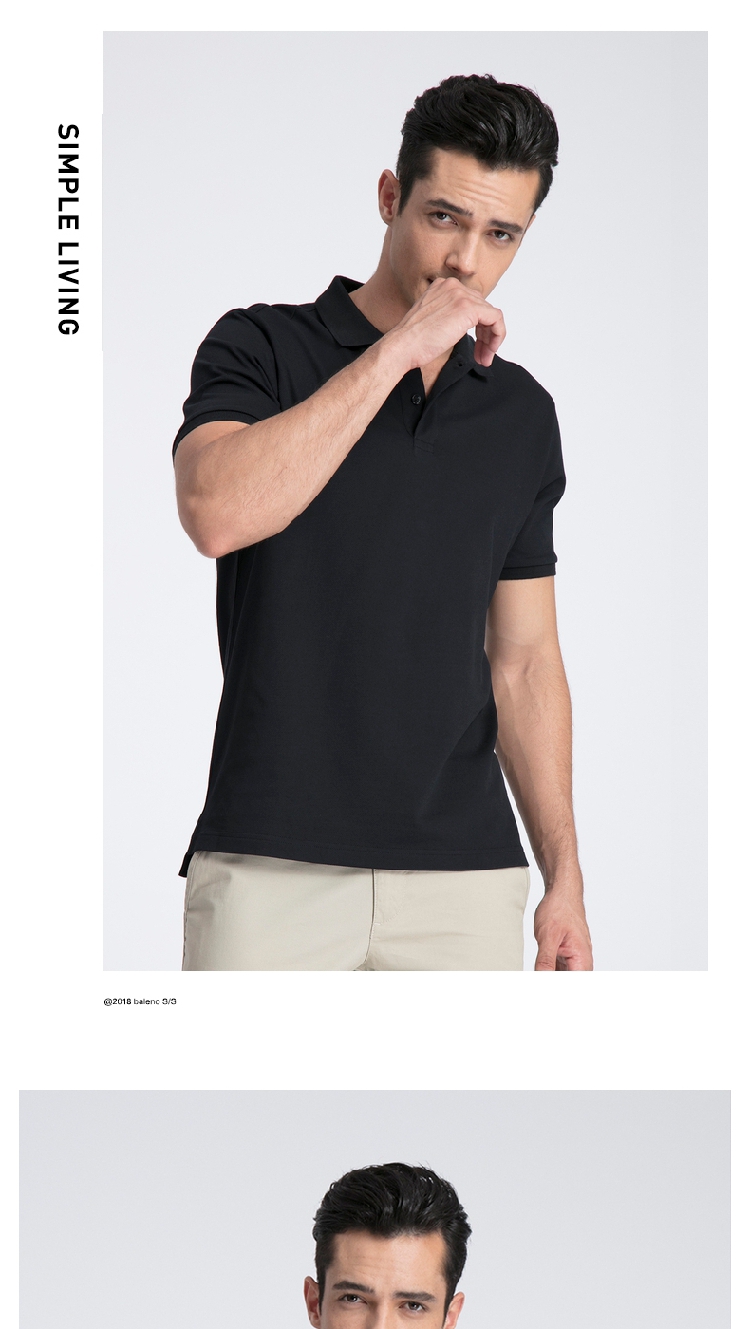 Áo thun cotton nam chính hãng Baleno Benny Road Summer Lapel Solid Solid Short Short Polo Polo Men 88801139 active shirt