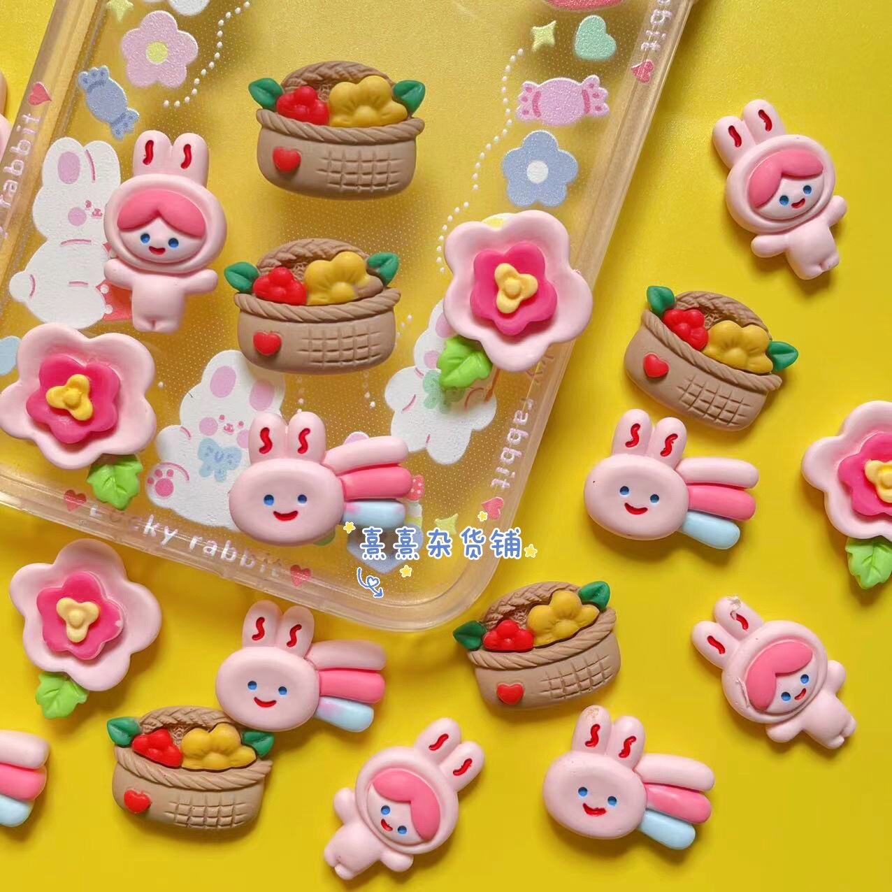 Xi Xi Grocery Shop Cute Flower Flat Rabbit Rainbow Flat Resin Accessories Diy Cream Rubber Hairdresser