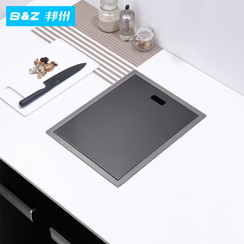 Black hidden kitchen washbasin stainless steel handmade sink single-slot island bar counter small basin balcony pool