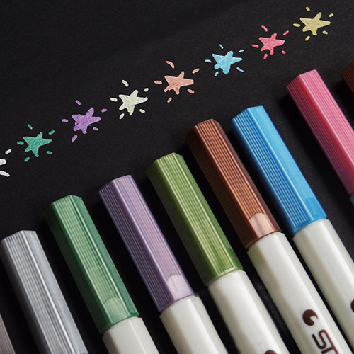 Black card DIY album Starr metal pen hand account 6551 check-in color pen Paint pen Photo doodle pen