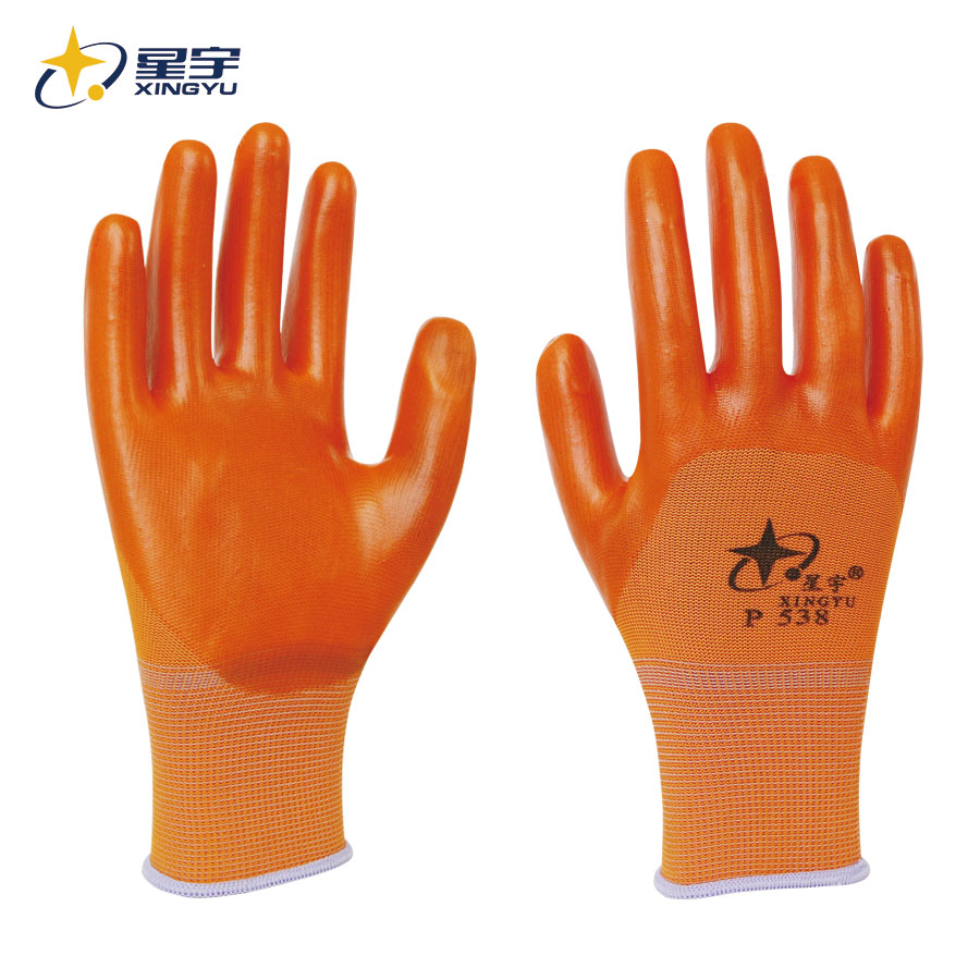 Xingyu p538 labor insurance wear-resistant non-slip waterproof semi-hanging dipping construction site outdoor handguard yellow