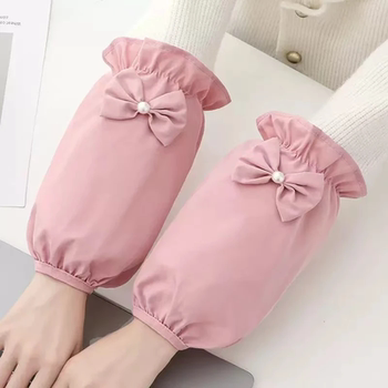 Fashionable Drawstring Bow Waterproof and Oil-Proof Sleeves That Don'T Leak, Stylish Protective Sleeves for Women, Anti-Stain and Anti-Dirt Sleeves