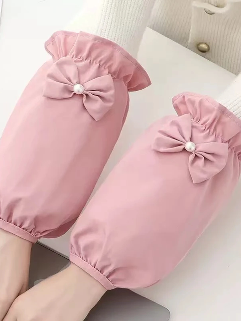 Autumn and winter bow-knot waterproof and oil-proof sleeves, impermeable, fashionable cuff protection, stylish women's anti-fouling and anti-dirty sleeves