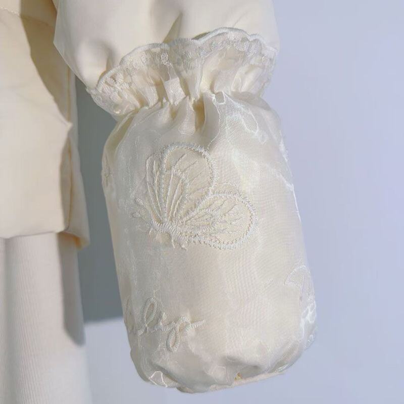 Versatile Autumn and Winter Short Lace Sleeve Covers for Women, Suitable for Work and Office, Invisible White down Jacket Sleeve Covers