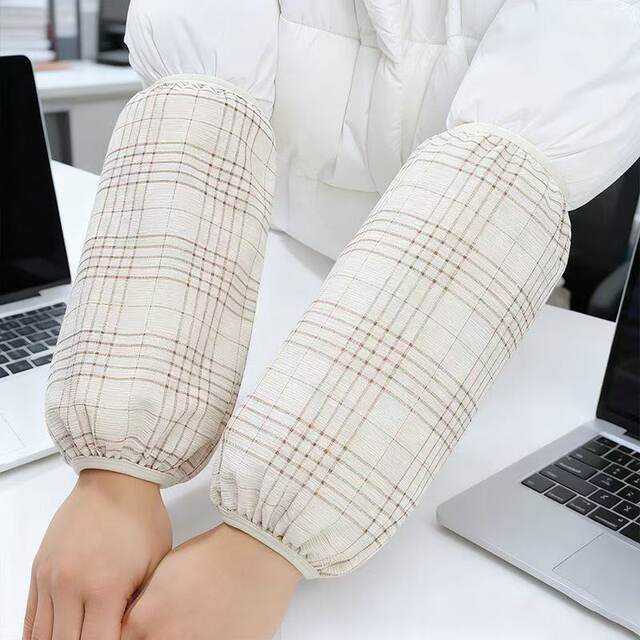 2025 New Style Sleeves Women's Long Down Jacket Special Anti-fouling Office Worker Anti-Dirty Plaid Cotton Sleeves