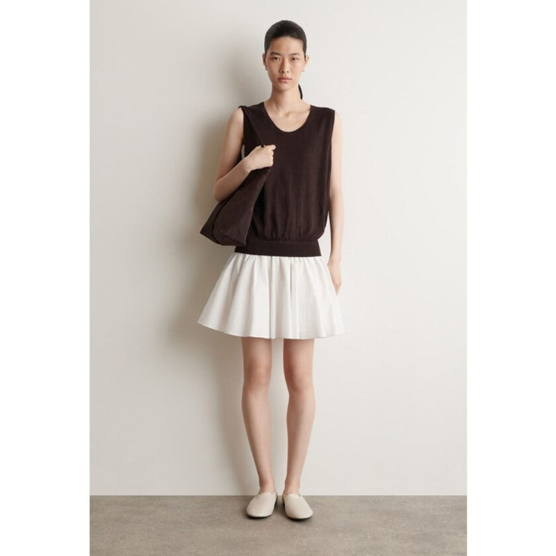 Cs Women's Clothing Knitted Patchwork Sleeveless Dress Ballet Skirt Dark Brown 2026 Summer New Product 1343106002