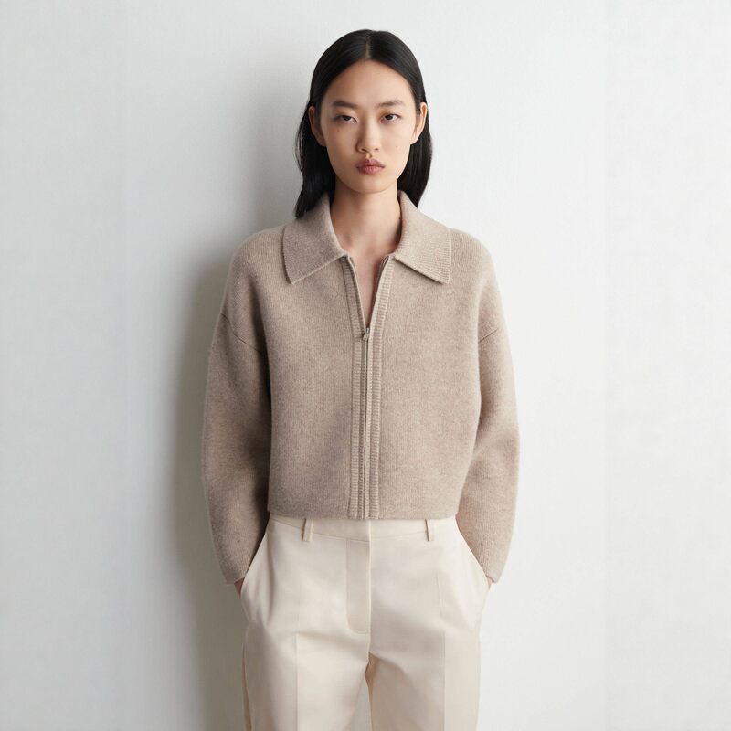 Cos Style Women's Clothing Standard Fit Short Lapel Zipper Jacket Beige 2026 Spring New Product 1321328002 Cos Style Women's Clothing Standard Fit Short Lapel Zipper Jacket Beige 2026 Spring New Product 1321328002