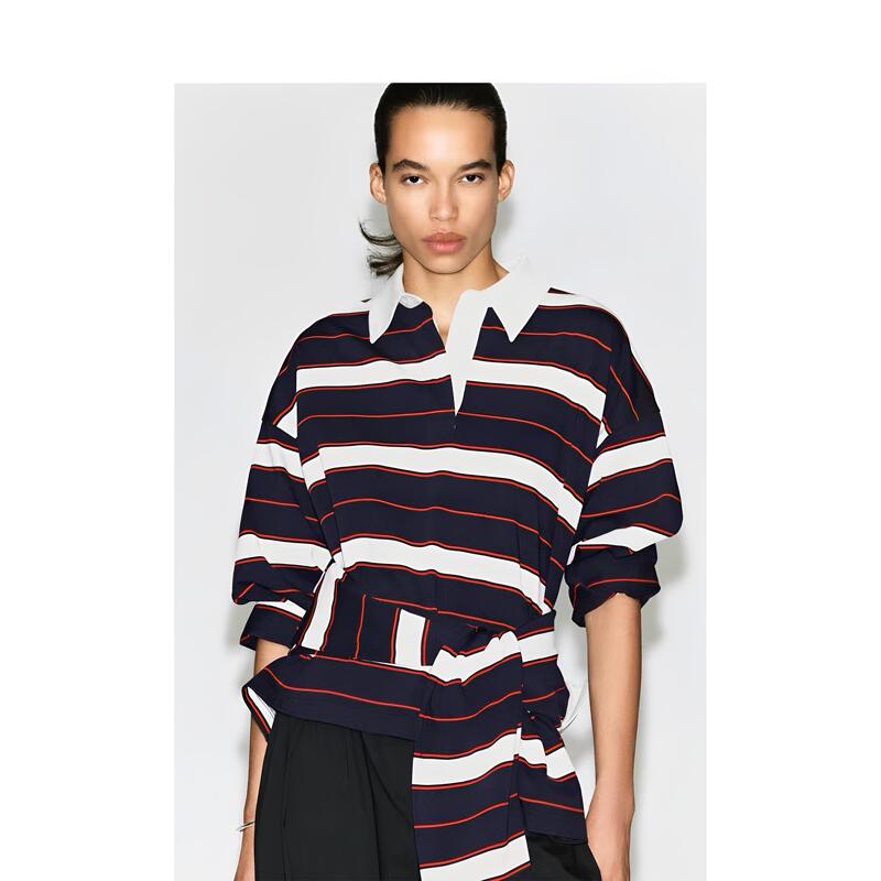 Cs Women's Clothing Casual Fit Striped Cotton Rugby Long Sleeve Shirt 2026 Autumn New Arrival 1351539002 Cs Women's Clothing Casual Fit Striped Cotton Rugby Long Sleeve Shirt 2026 Autumn New Arrival 1351539002