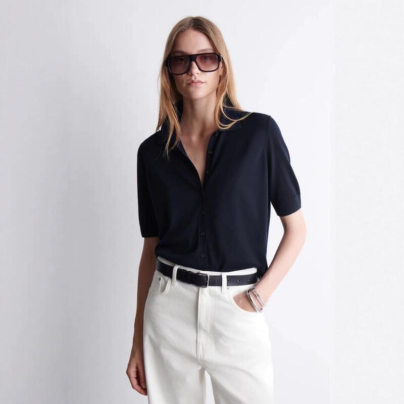 Cs E Women's Slim Fit Merino Wool Blend Cardigan Navy Blue 2025 Summer New Arrival 1291702001