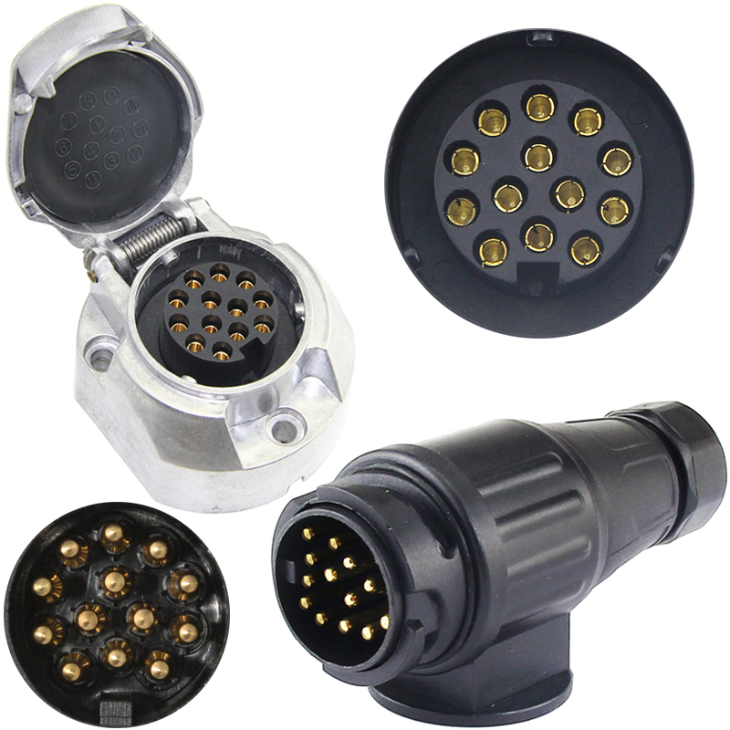 European Standard 13-Pin Trailer Power Plug and Socket, Rv Motor Hydraulic Agricultural Equipment Connector