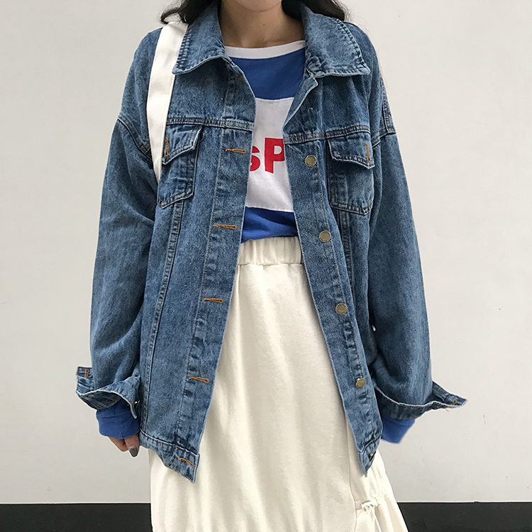 Blue Denim Jacket Woman Spring New Design Sensation Small Crowdport Taste Chic Salt Department Fried Street Clothes Clip