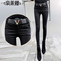 2019 autumn new glossy pants leggings outside wear small leg pants pencil pants simple fashion slim long pants