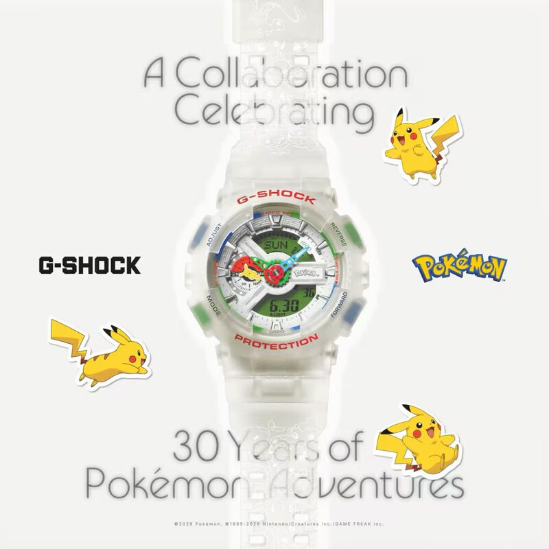 Casio G-Shock Pokémon Collaboration Analog-Digital Dual Display Watch Ga-110Pkm-7A 30Th Anniversary