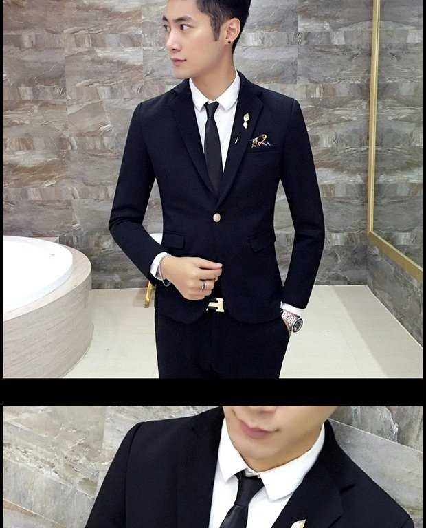 Ba mảnh phiên bản Hàn Quốc của bộ đồ mỏng phù hợp với nam giới tự tu trang phục chuyên nghiệp trang phục sinh viên đại học Lang nhóm trang phục phù hợp áo vest nam đẹp
