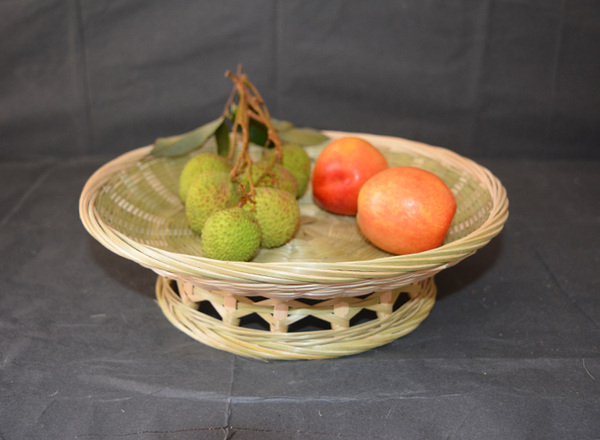 Bamboo Plaited Articles Small Bamboo Basket Fruit Basket Steamed Bread Basket Chopsticks Basket Snack Candy Hotel Tableware Storage Basket Knitted Basket