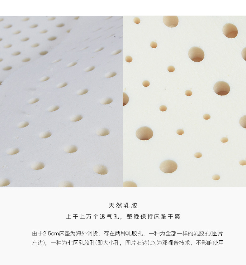乳胶发泡发明者 邓禄普 93%天然乳胶床垫 1*2m*2.5cm 图12