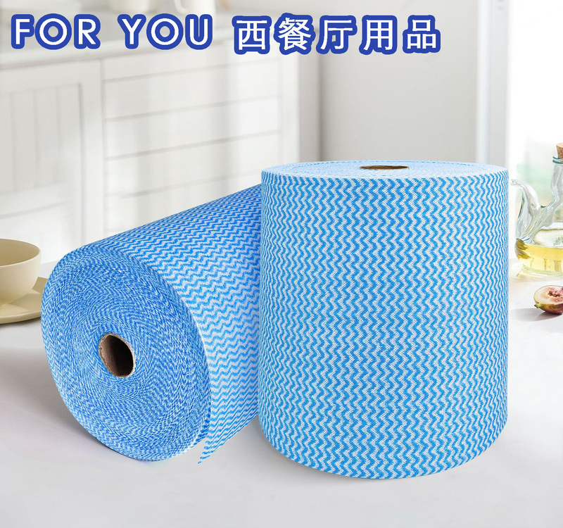 Extra Large and Thick Blue Wavy Pattern Lazy Rag, Kitchen Dry and Wet Dual-Use Large Roll Disposable Non-Woven Dishwashing Towel Extra Large and Thick Blue Wavy Pattern Lazy Rag, Kitchen Dry and Wet Dual-Use Large Roll Disposable Non-Woven Dishwashing Towel