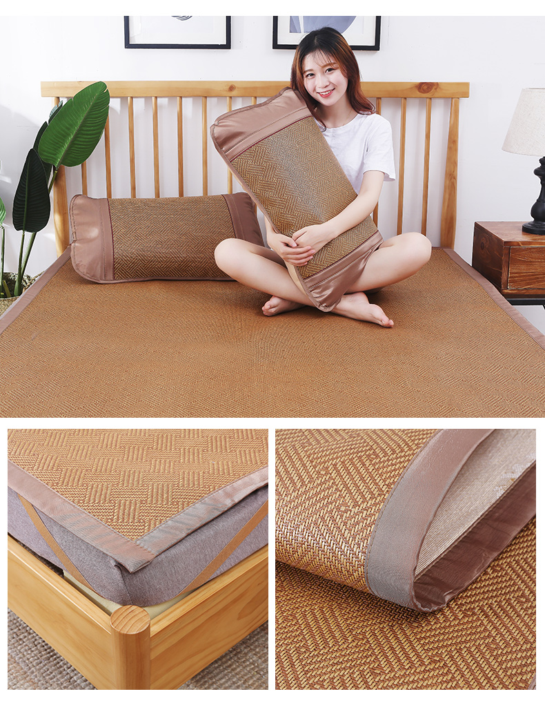 Mùa hè mềm mat 1.8 m giường double-sided mây ghế ba mảnh đặt 1.5 m ráp rơm mat mat đôi băng ghế lụa