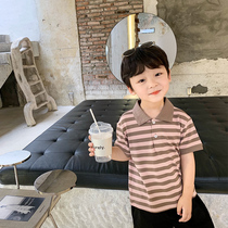 Qiu Tong Cang girl T-shirt boy short sleeve 2020 summer children polo shirt Korean baby stripe T-shirt tide tide