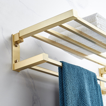 Light extravagant brass wire drawing towel rack toilet bath towel rack bathroom set object shelf gold bathroom pendant towel rod