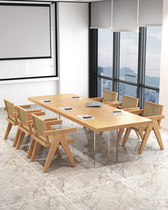 Solid wood meeting table acrylic suspended long table desk chair combined modern minimalist bench large plate strip table