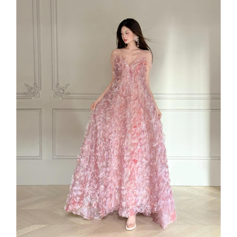 Pink Morning Robe for Women, High-End Bridal Engagement Wedding Dress, Luxury Niche Super Fairy Dress for Petite Women