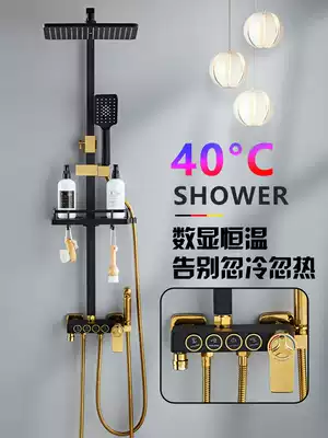 Household shower set all copper lift shower bathroom shower shower shower nozzle cosmetic room wall hanging wall