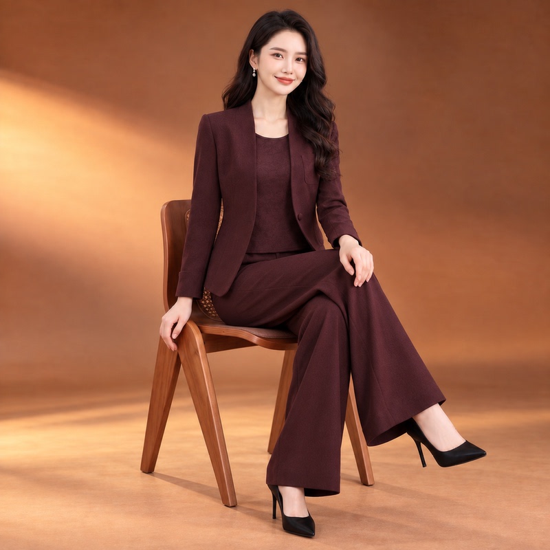 Chanel-Style Suit Autumn Outfit for Women 2026 New Trendy Mother's Elegant Suit Jacket Wide-Leg Pants Three-Piece Set