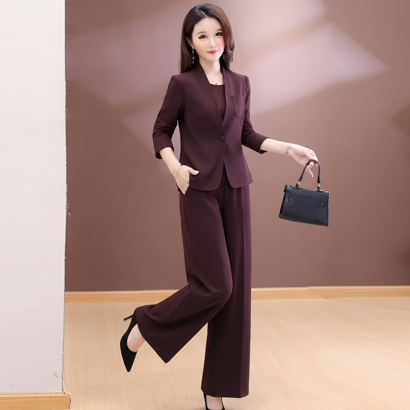 Chanel-Style Suit Autumn Outfit for Women 2026 New Trendy Mother's Elegant Suit Jacket Wide-Leg Pants Three-Piece Set Chanel-Style Suit Autumn Outfit for Women 2026 New Trendy Mother's Elegant Suit Jacket Wide-Leg Pants Three-Piece Set