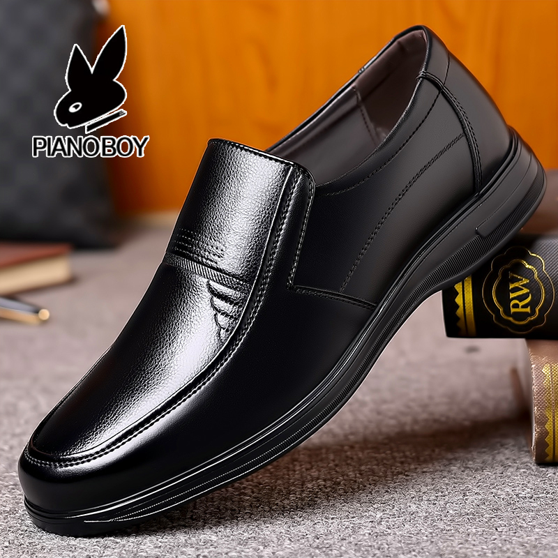 Men's Leather Shoes for Autumn, Soft Leather, Breathable, Business Casual, Large Size, Soft Sole, Slip-On Loafers, Round Toe, Moccasins